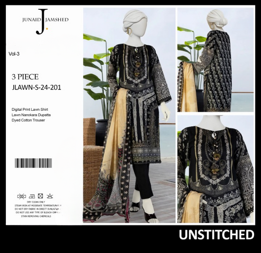 "JUNAID JAMSHED" Printed Lawn | Unstitched Collection 3 Pieces Casual Wear| Summer