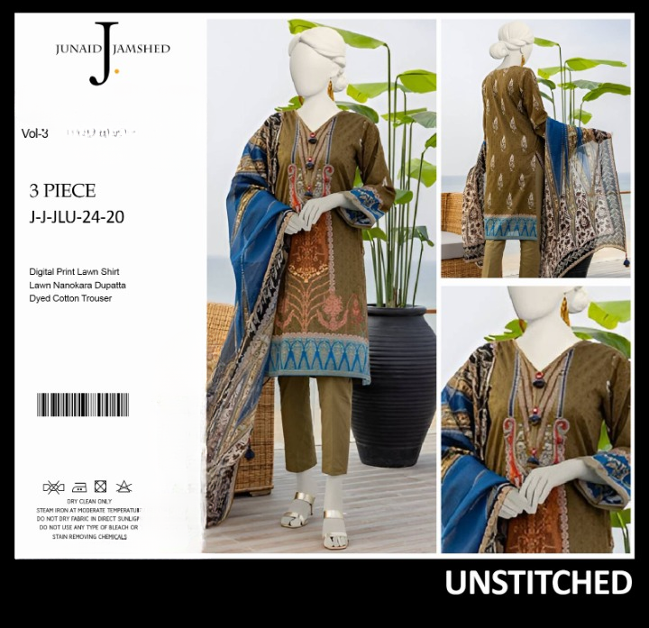 "JUNAID JAMSHED" Printed Lawn | Unstitched Collection 3 Pieces Casual Wear| Summer