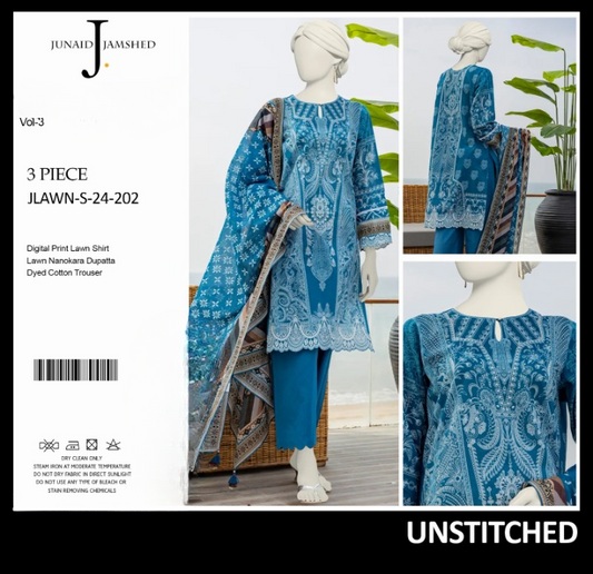 "JUNAID JAMSHED" Printed Lawn | Unstitched Collection 3 Pieces Casual Wear| Summer