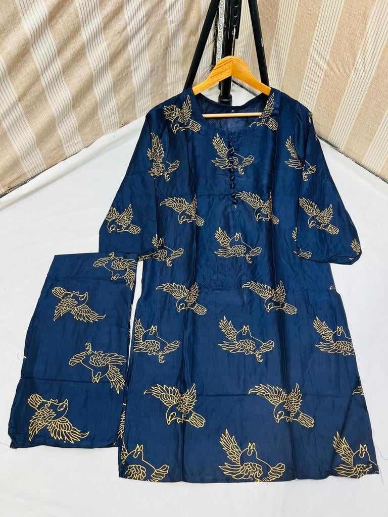 ( navy blue   ) Sparrow Block print Stitched Suits casual wear for girls  (Lilen)